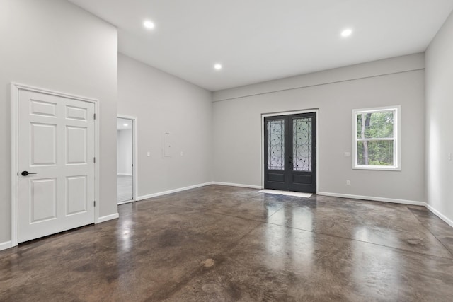 176 S Palmers Chapel Rd, White House, TN 37188 - entrance foyer with concrete floors, french doors, baseboards, and recessed lighting