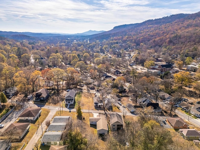 1313 W 46th St, Chattanooga, TN 37409 - aerial view of property's location featuring a mountain backdrop and nearby suburban area