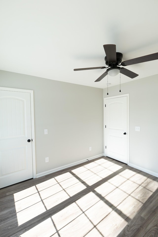 130 Mazie Dr, Lafayette, TN 37083 - spare room featuring a ceiling fan, baseboards, and wood finished floors