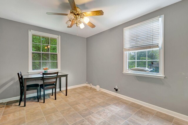 1203 Kingston Springs Rd, Kingston Springs, TN 37082 - dining room featuring healthy amount of natural light, a ceiling fan, and baseboards