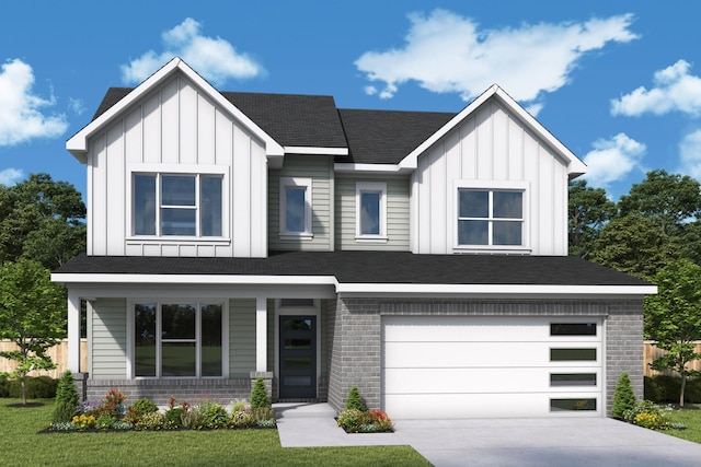 1342 Linn Cove Ct, Gallatin, TN 37066 - view of front of house featuring board and batten siding, brick siding, an attached garage, and driveway