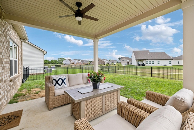 4913 Turquoise Ln, Murfreesboro, TN 37129 - view of patio featuring outdoor lounge area, a residential view, and a ceiling fan