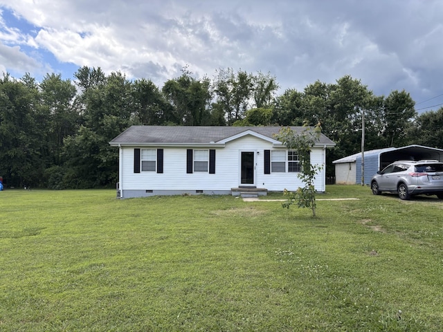 1040 Rebecca Dr, Burns, TN 37029 - view of front of house with a front lawn, roof with shingles, and crawl space