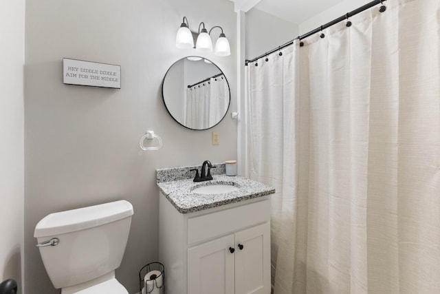1040 Rebecca Dr, Burns, TN 37029 - bathroom featuring vanity, toilet, and a shower with shower curtain