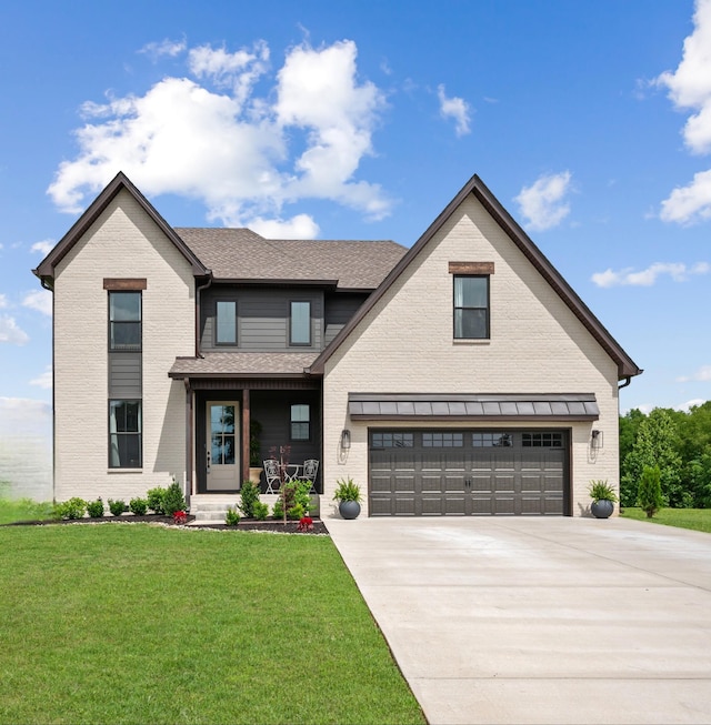 1601 Legacy Ct, Clarksville, TN 37043 - view of front of house featuring brick siding, a front yard, concrete driveway, an attached garage, and a shingled roof