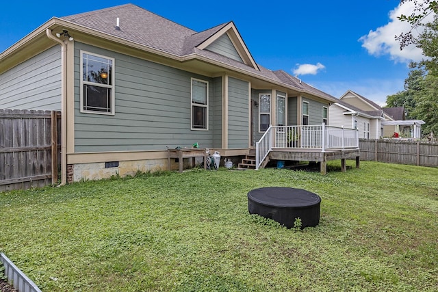 849 Graysville Rd, Chattanooga, TN 37421 - back of property with crawl space, a wooden deck, and a shingled roof