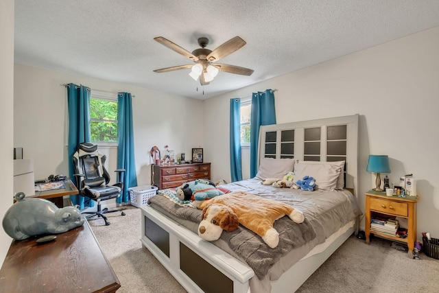 2729 Heights Circle Rd, Greenbrier, TN 37073 - bedroom featuring carpet flooring, a textured ceiling, and a ceiling fan