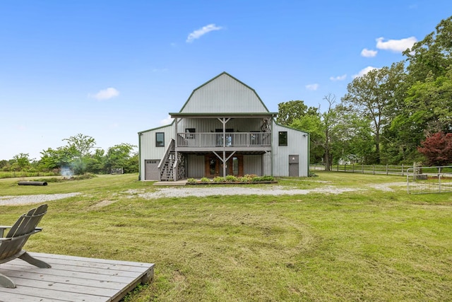 210 S 3rd St, Dickson, TN 37055 - back of house featuring a deck, stairway, and a barn