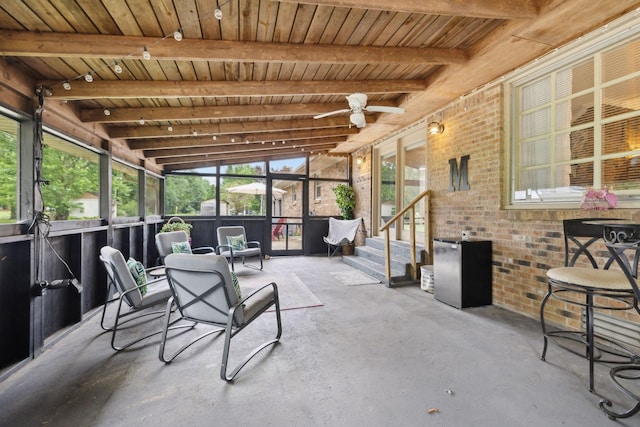 1106 5th Ave, Lawrenceburg, TN 38464 - sunroom / solarium with beam ceiling, entry steps, and ceiling fan