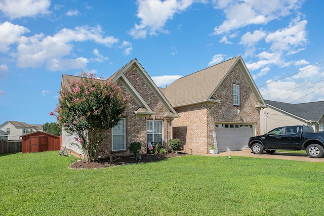 409 Princeton Dr, Lebanon, TN 37087 - view of front of house featuring brick siding, an attached garage, driveway, a front lawn, and a shingled roof