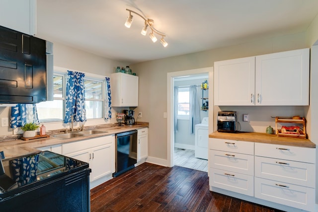 158 W Hite St, Gallatin, TN 37066 - kitchen featuring black appliances, a sink, dark wood-type flooring, and white cabinetry