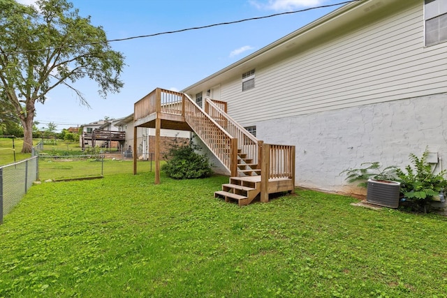 3554 Mountain Creek Rd, Chattanooga, TN 37415 - back of property with cooling unit, a deck, and stairs