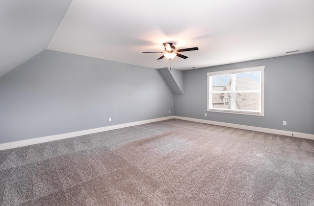1130 Escalade Ct, Lascassas, TN 37085 - bonus room featuring ceiling fan, carpet flooring, lofted ceiling, and baseboards