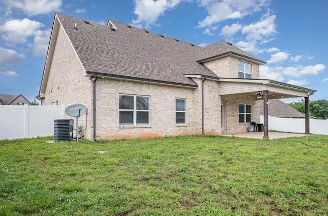 1130 Escalade Ct, Lascassas, TN 37085 - rear view of house featuring a patio area, brick siding, and roof with shingles