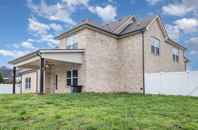 1130 Escalade Ct, Lascassas, TN 37085 - back of house with a ceiling fan and brick siding