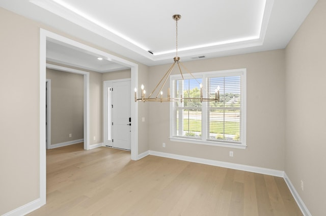 5971 Hunt Valley Dr, Spring Hill, TN 37174 - foyer entrance featuring a chandelier, a tray ceiling, light wood finished floors, and recessed lighting