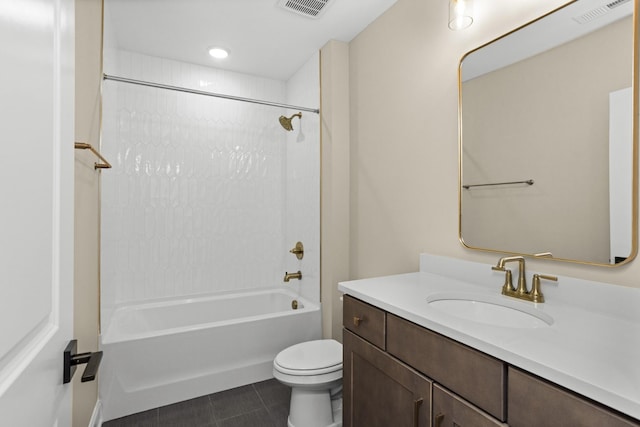 5971 Hunt Valley Dr, Spring Hill, TN 37174 - full bathroom with vanity, tile patterned floors, shower / bathtub combination, and recessed lighting