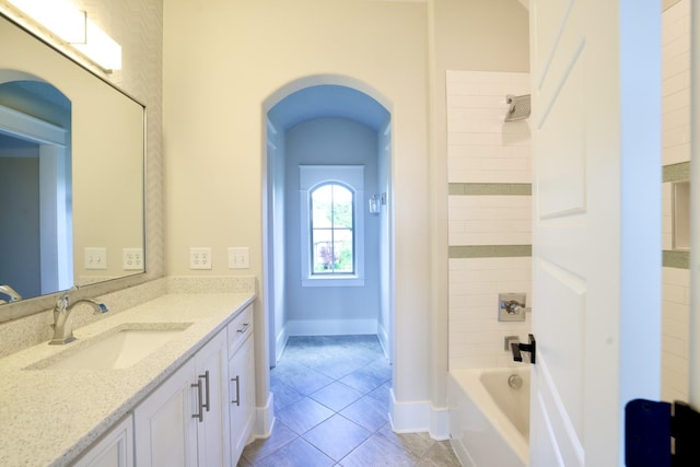 1266 Potter Ln, Gallatin, TN 37066 - full bath with vanity, tile patterned floors, shower / bath combination, and baseboards