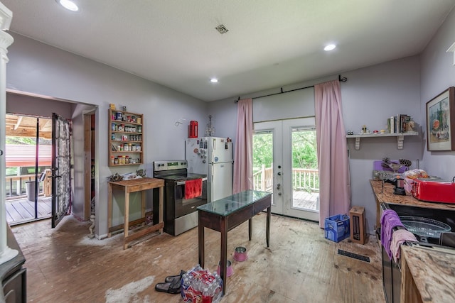 3396 Unionville Rd, Halls, TN 38040 - office with recessed lighting, french doors, and light wood-style floors