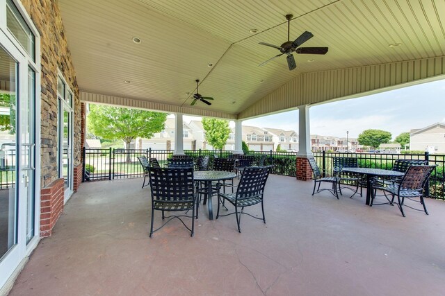 3010 Coriander Dr, Spring Hill, TN 37174 - view of patio with outdoor dining area, ceiling fan, and a residential view