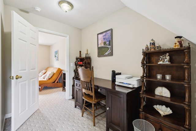 2917 York Rd, Pleasant View, TN 37146 - home office with light carpet, lofted ceiling, and baseboards