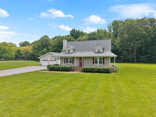 2917 York Rd, Pleasant View, TN 37146 - view of front of home featuring a porch, a front lawn, a chimney, and roof with shingles