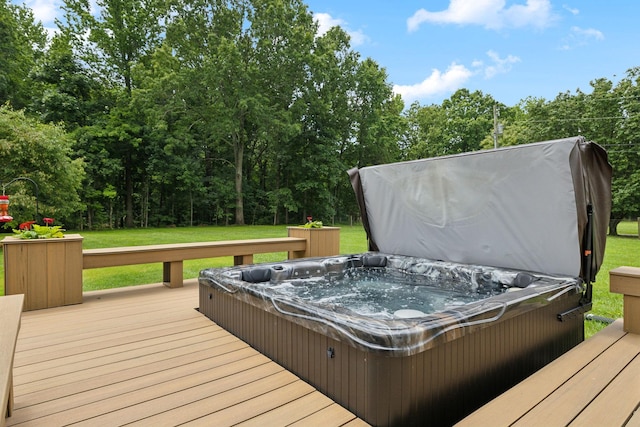 2917 York Rd, Pleasant View, TN 37146 - deck with a covered hot tub and a yard