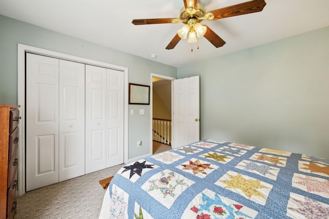 2917 York Rd, Pleasant View, TN 37146 - carpeted bedroom with a closet and a ceiling fan