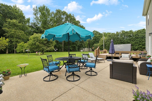2917 York Rd, Pleasant View, TN 37146 - view of patio with outdoor lounge area and view of scattered trees