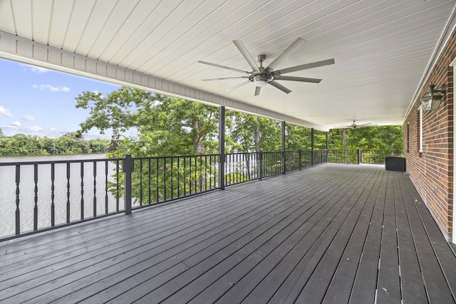 255 Whispering Hills Dr, Dover, TN 37058 - deck featuring ceiling fan and a water view