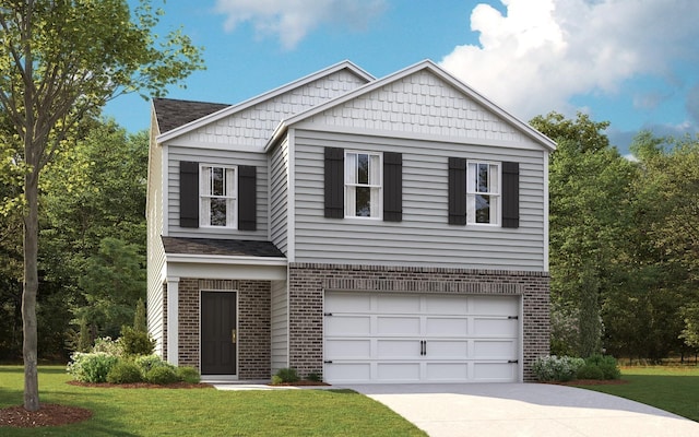 1752 Wren Way, Lebanon, TN 37087 - view of front of house featuring brick siding, driveway, a front lawn, and a garage
