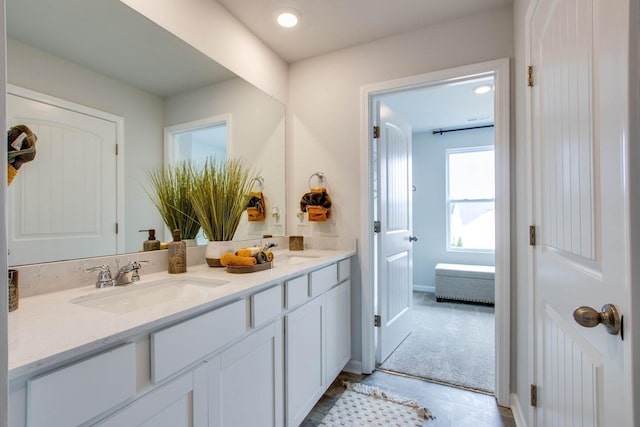 1752 Wren Way, Lebanon, TN 37087 - bathroom featuring double vanity, tile patterned flooring, and recessed lighting
