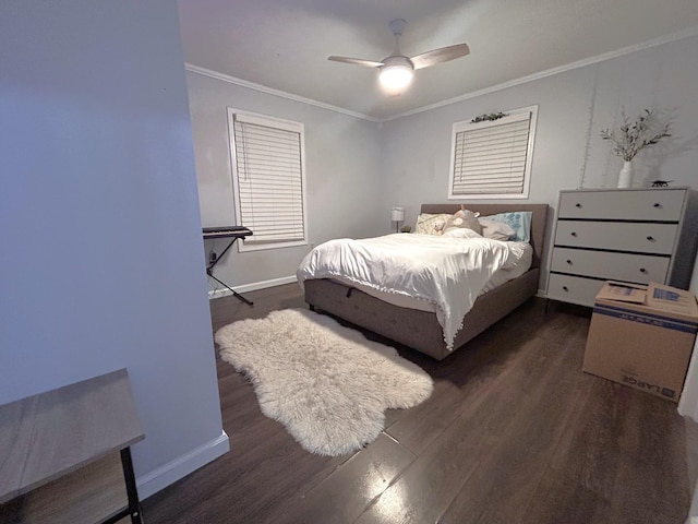 13276 Old Baxter Rd, Silver Point, TN 38582 - bedroom with wood finished floors, crown molding, baseboards, and a ceiling fan