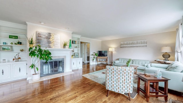 305 Rolling Mill Rd, Old Hickory, TN 37138 - living room with wood finished floors, ornamental molding, and a high end fireplace