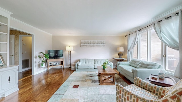 305 Rolling Mill Rd, Old Hickory, TN 37138 - living area with ornamental molding, wood finished floors, and baseboards