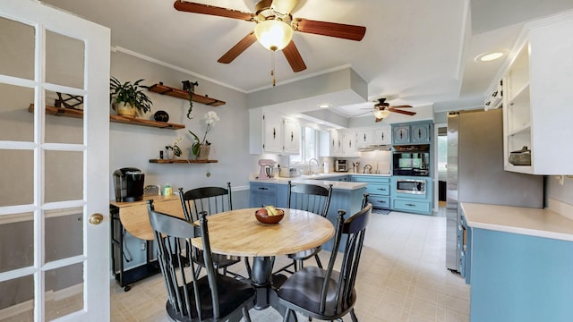 305 Rolling Mill Rd, Old Hickory, TN 37138 - dining room featuring light flooring, a ceiling fan, and ornamental molding