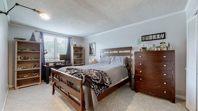 305 Rolling Mill Rd, Old Hickory, TN 37138 - bedroom featuring carpet, ornamental molding, a textured ceiling, and baseboards