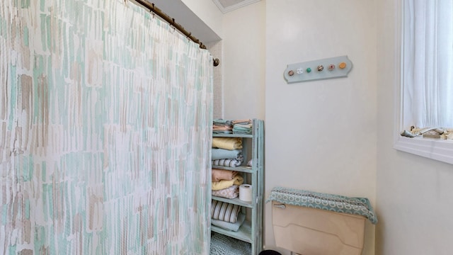 305 Rolling Mill Rd, Old Hickory, TN 37138 - full bath with toilet, curtained shower, and crown molding