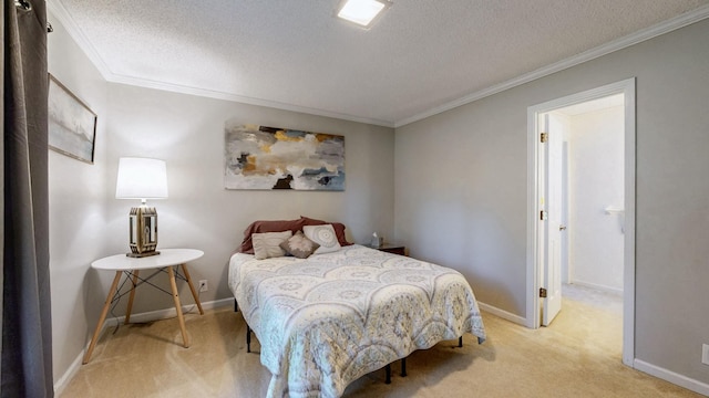305 Rolling Mill Rd, Old Hickory, TN 37138 - bedroom with light carpet, a textured ceiling, crown molding, and baseboards