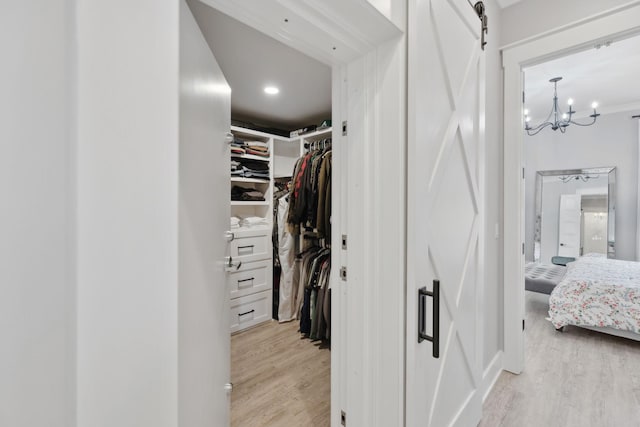 2648 Wilson Overall Rd, Murfreesboro, TN 37127 - walk in closet with light wood-style floors and a chandelier