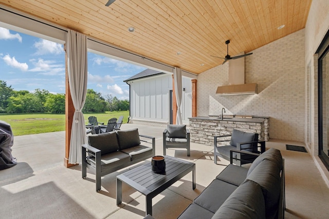 2648 Wilson Overall Rd, Murfreesboro, TN 37127 - view of patio featuring a ceiling fan, an outdoor hangout area, area for grilling, and a sink