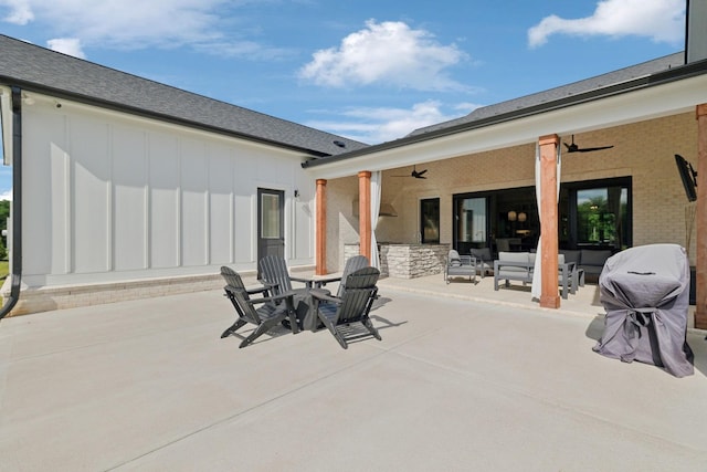 2648 Wilson Overall Rd, Murfreesboro, TN 37127 - view of patio featuring ceiling fan, outdoor lounge area, and grilling area