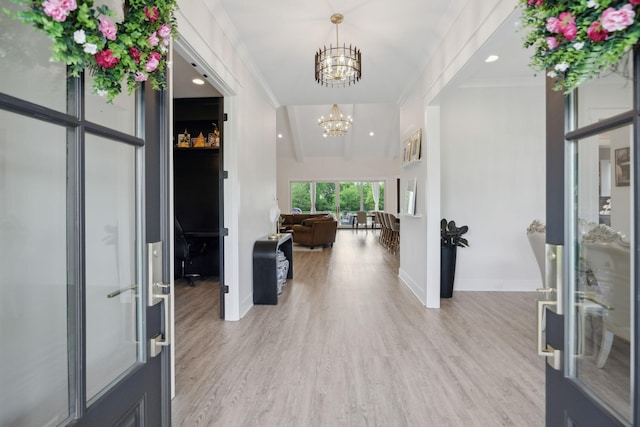 2648 Wilson Overall Rd, Murfreesboro, TN 37127 - entrance foyer featuring a chandelier, baseboards, and light wood-style flooring