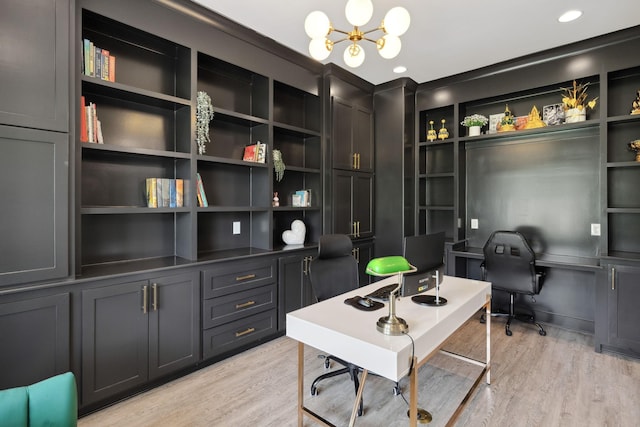 2648 Wilson Overall Rd, Murfreesboro, TN 37127 - office space featuring a chandelier, light wood-style flooring, and recessed lighting