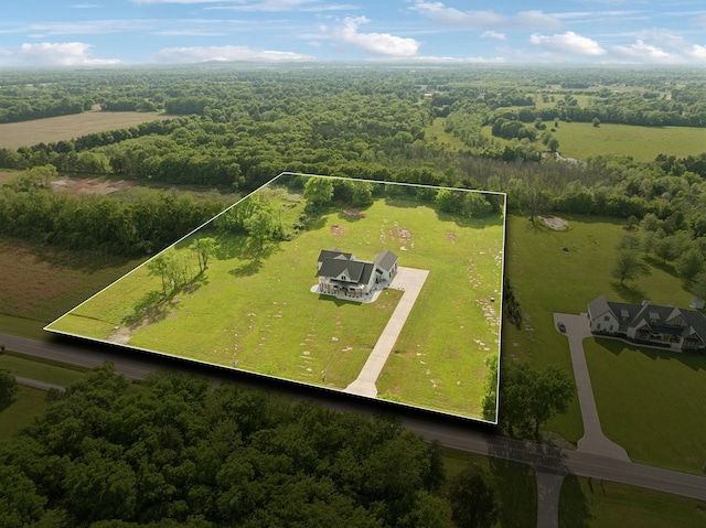 2648 Wilson Overall Rd, Murfreesboro, TN 37127 - overview of rural landscape with property parcel outlined and a forest