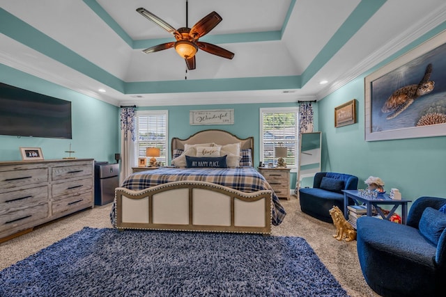 3112 Timberdale Dr, Clarksville, TN 37042 - bedroom featuring crown molding, light carpet, ceiling fan, and recessed lighting