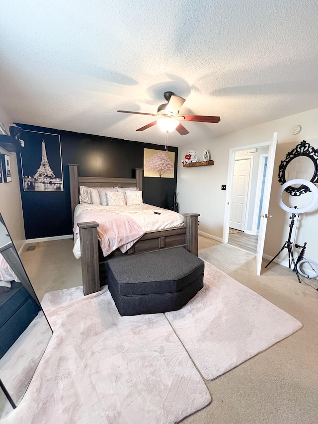 108 Josephines Ct, Oak Grove, KY 42262 - carpeted bedroom featuring a textured ceiling, a ceiling fan, and baseboards