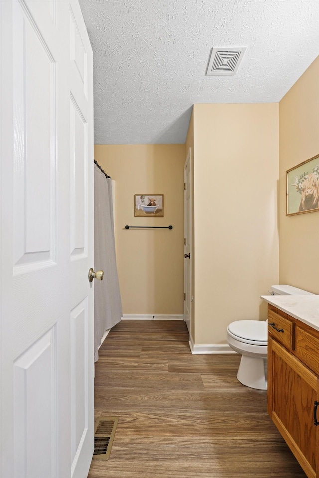 152 Scenic Cir, Ringgold, GA 30736 - full bath featuring vanity, toilet, wood finished floors, baseboards, and a textured ceiling