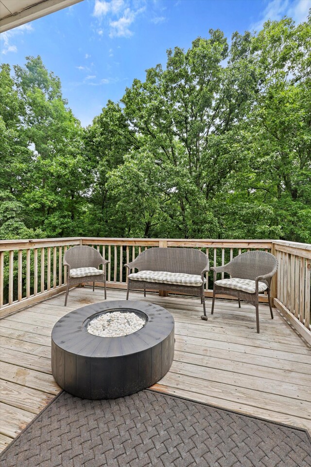 152 Scenic Cir, Ringgold, GA 30736 - wooden terrace with a fire pit