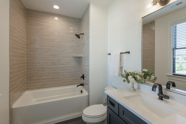 2026 Eliot Rd, Franklin, TN 37064 - bathroom with vanity, toilet, bathing tub / shower combination, and recessed lighting